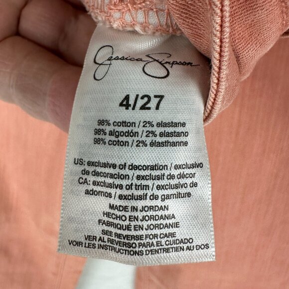 JESSICA SIMPSON WOMEN'S PINK ROLL CROP SKINNY MID RISE CASUAL STRETCH JEANS 4/27 - Picture 10 of 10